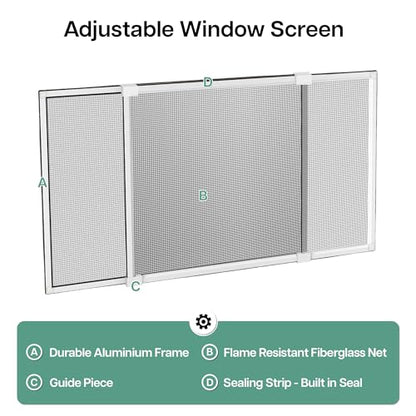Paramondo Expandable Window Screen, Horizontal (20" H x 28.6" - 54" W, 2 Pack) Adjustable Window Screens, Replacement Window Screens for House Windows - size: Large (20" H x 28.6"-54" W, 2 Pack)