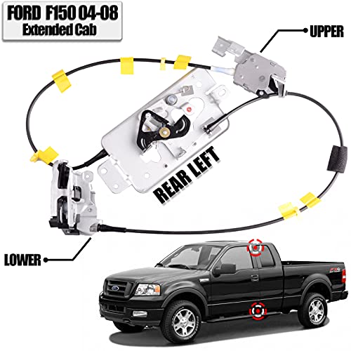 Door Lock Latch Assembly w/Cable Compatible with Ford F-150 Extended Cab 2004-2008 Driver Door Rear Left Lower&Upper Latch 6L3Z18264A01B - size: F150 04-08 Rear Left