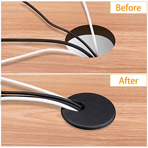 15 Pack 1.5 Inch Desk Cable Hole Cover Grommet - Plastic Wire Cord, Black - color: Black-1.5Inch