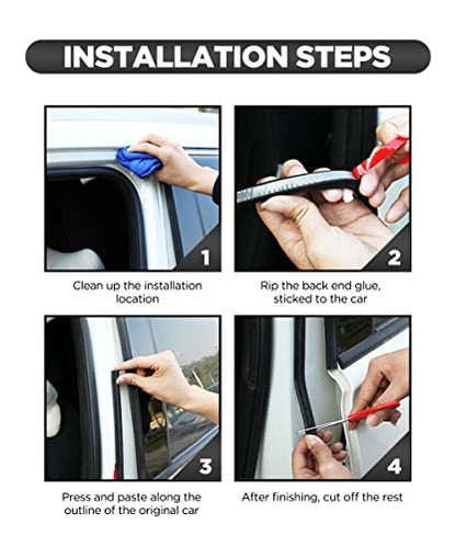 YAKEFLY Z-Shape Automotive Weather Seal, 13Ft Car Windshield & Door Seal, Self-Adhesive Seal Strip