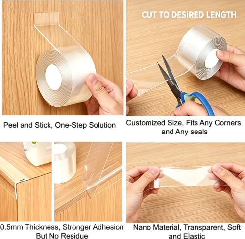 Transparent Window Weather Sealing Tape 3 Inch x 33 FT Weather Stripping Residue-Free Clear Window Insulation Caulk Tape for Shower Glass Gaps and Clear Doors Windows Windproof - size: 3 IN - 33 Ft Clear