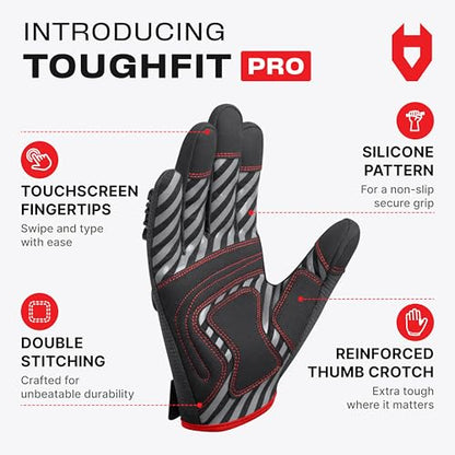 NoCry Heavy Duty Work Gloves for Men - Soft PVC Knuckle Protection - Reinforced Fingers & Thumb Crotches - Padded Palms - Double Stitched with Grip and Touchscreen Tips - size: X-Large, style: Pro