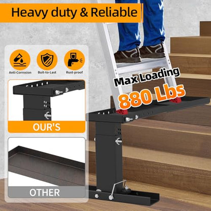 Qualward Ladder Leveler, Heavy-Duty Ladder Stabilizer High Strength, Ladder Platform 12.2"-17.5", Adjustable Height and Foldable Ladder Stabilizer for Stairs with Non-Slip Feet - size: Extro Pro 12.2-17.5"
