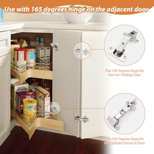 Probrico 1 Pair-2 Pack 135 Degree Lazy Susan Hinge, Full Overlay Concealed for Corner Kitchen Cabinet Hinges,135° Hinges with Srews - size: 135 Degree Lazy Susan