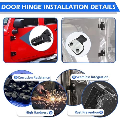 for Jeep Door Hinges Wrangler JL Inside and Outside 4 Door Hinge Assembly Kits Compatible with Jeep Wrangler JL & Gladiator JT 2018-2026 (16 Pcs w/ 36 Pcs Screws) - size: for Jeep JL (16Pcs)