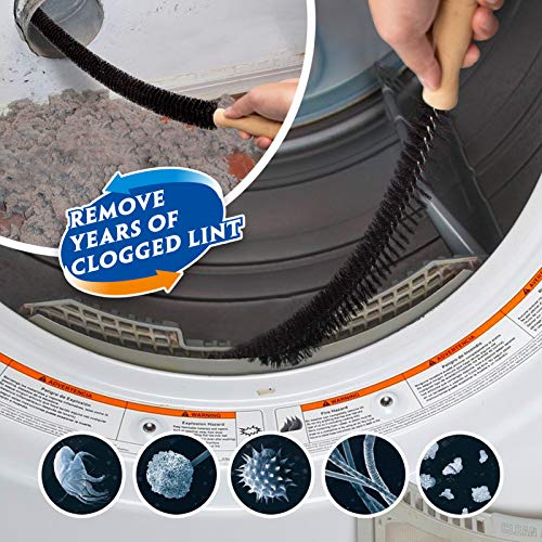 Holikme 2 Pieces Dryer Vent Cleaner Kit, Dryer Lint Vacuum Attachment and Flexible Dryer Lint Brush, Dryer Vent Vacuum Hose Attachment,Black - color: Black