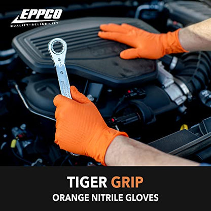 EPPCO TigerGrip 8-Mil Nitrile Glove Disposable Powder, Latex Free Textured Superior Grip Orange Gloves, Small, Box of 100 - size: Small
