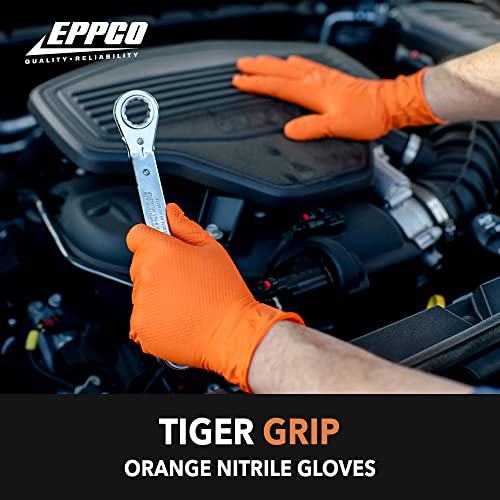 EPPCO TigerGrip 8-Mil Nitrile Glove Disposable Powder, Latex Free Textured Superior Grip Orange Gloves, XXL, Box of 90 - size: 2X-Large (Pack of 90)