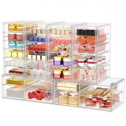 caktraie Makeup Organizer Storage With 30 Drawers, 6 Pcs Desktop Office Supplies, Desk Organizers, Clear Accessories, Dustproof Drawer and for Make Up, Jewelry, Pen, Stationary - size: 30 Drawers