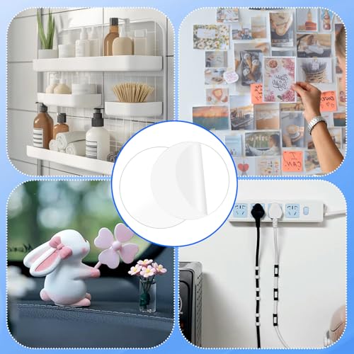 Hecila 40PCS Clear Double Sided Adhesive Pad Heavy Duty Double Sided Adhesive Mounting Circle Tape Waterproof High Strength No Residue Removability Washable Sticky Patch for Craft Wall Mounting Home