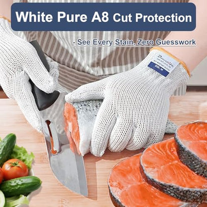 Dowellife Level 8 Reinforced Cut Resistant Gloves Food Grade, Mandoline Protective Gloves, Knife Safety Gloves for Meat Cutting, Oyster Shucking, Fish Fillet, Kitchen Slicing and Wood Carving(Medium) - size: Medium (Pack of 1)