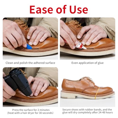 Shoe Glue, Strong, Clear Shoe Repair Glue for Sneakers, Boots, Handbags, Soles, Heels, Works on Leather, Rubber, Canvas, 15ml Tube x 2 - color: 30g
