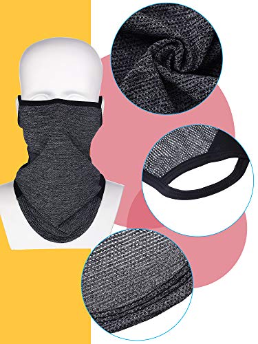 SATINIOR 4 Pcs Neck Gaiter with Ear Loops Neck Covers Bandana Cloth Face Gaiter Mask for Men Women Summer Non Slip Headwear - color: Light Blue, Green, Grey, Black and Blue