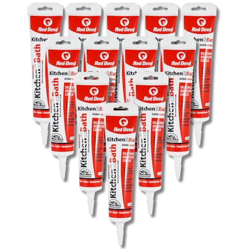 Red Devil 0445 Duraguard Kitchen & Bath Siliconized Acrylic Caulk, 5.5 oz. Squeeze Tube, Clear, 12 Pack, Made in USA - color: Clear, size: 5.5 oz., style: 12 - Pack