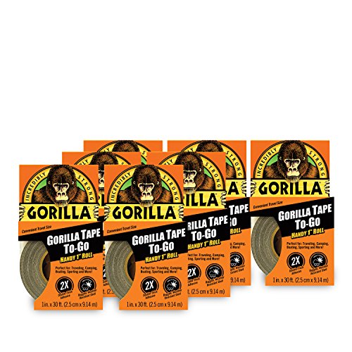 Gorilla 6100101-7 Duct Tape to-Go, 1" x 10 yd, Black, (Pack of 7), 7-Pack, 7 Piece - size: 7 - Pack