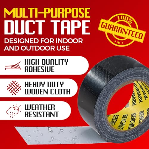 6 Pack - Black Duct Tape (2 in x 90 ft/Roll); Total of 540 Feet (180 Yards); Heavy Duty; Tear by Hand Design; No Residue; Strong Yet Flexible; Great for Repairs of All Kinds; Duck Tape; Bulk Pack - color: Black