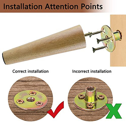 GOSCHE 4 Sets Furniture Legs Mounting Plates with Hanger Bolts Screws Great for Furniture Leg,Chair, Sofa,Cabinet,Couche, Set of 4