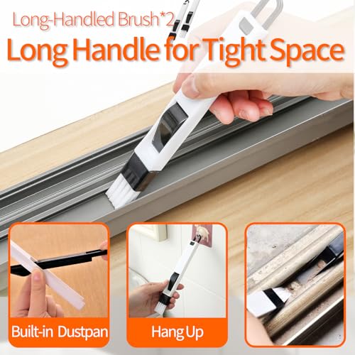 Window Track Cleaner Tools Set - 14 Pcs Window Groove Cleaning Brush Kit, Crevice Cleaning Brush for Sliding Door, Shutter, Sill, Tile Lines, Sink - size: 14 PCS