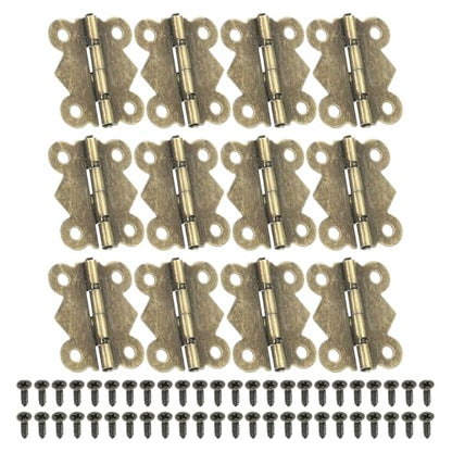 PATIKIL Small Jewelry Box Hinges 1-1/4 Inch, 12 Pack 180-degree Mini Butterfly Hinges Jewelry Box Hardware with 48 Screws for Cabinet Wooden Box Drawer Craft, Brown - color: Copper