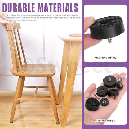 Swpeet 52 Sets 3 Sizes 18mm & 24mm & 30mm Round Black Furniture Pads with Screws, Heavy Duty Rubber Non Slip Non Skid Furniture Feet Rubber Bumpers Pads for Table Desk Chair to Protect Hardwood - size: 18/24/30 Mm Assortment Kit