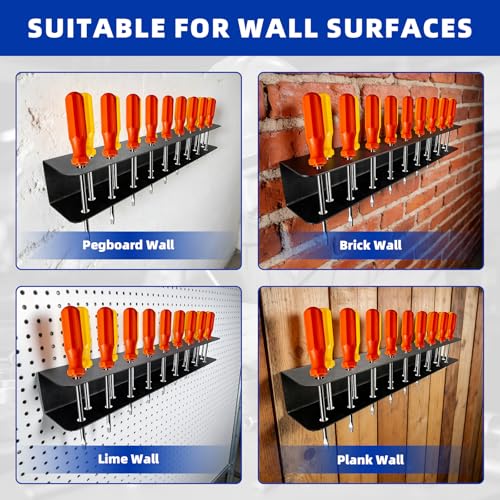 2 Pack Screwdriver Organizer Wall Mounted – Heavy Duty Rustproof Tool Organizer with Durable Design, Space-Saving Storage for Garage, Workshop, Home Workbench