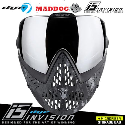 Maddog Dye i5 Thermal Anti-Fog Paintball Airsoft Mask Goggle System Combo with Microfiber Bag | Safety Certified Protection - color: Dyecam Black Fade