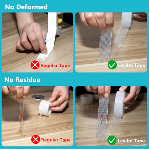 Double Sided Tape Heavy Duty, 1 Inch x 17 Ft Removable Mounting Nano Adhesive Tape, Washable and Reusable Hanging Stripe Wall Tape Sticky Poster Picture Carpet Tape for Decoration - size: 1" x 17'