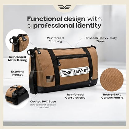 HAWKRY Heavy Duty Canvas Tool Bag – Waterproof Canvas Zipper Pouch, Garden Tool Bag, Construction Bags Heavy Duty, Small Zipper Pouch, Motorcycle Tool, Multipurpose Fishing Bag - color: Beige
