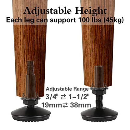 4 Set M10 Adjustable Leveling Feet, Heavy Duty Height Adjuster Furniture Leveler Foot With T Nut, Screw On Cabinet Restaurant Table Chair Self Levelers Leg (2" Base Dia & Thread Length, Black) - style: Black Stable Leg Levelers