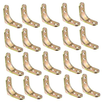 UKCOCO 20 Pack Heavy Duty L Brackets - 1.96 Inch Metal Corner Brace with Countersunk Holes, 90 Degree Angle Brackets for Wood Shelves, Cabinet, Table Leg and Furniture Joint Fasteners