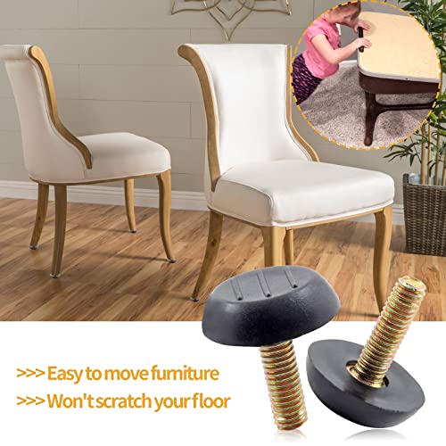 M6 Furniture Levelers Table Leg Levelers, 8 Pcs Levelling Foot Screw on Furniture Glides Foot Adjuster Mini Adjustable Feet for Legs Patio Feet - Black - size: M6