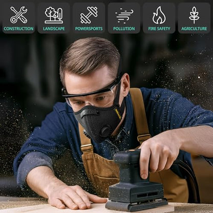 FIGHTECH Dust Mask – Reusable Face Mask with Carbon Filters and Air Valves for Woodworking, Construction, Moving - style: 14 Piece Set