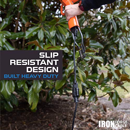 Iron Forge Cable 14 Gauge Outdoor Extension Cord 10 Ft, SJTOW 14/3 Heavy Duty Black Extension Cord 3 Prong, Oil Resistant & Flame Retardant - size: 10 Foot