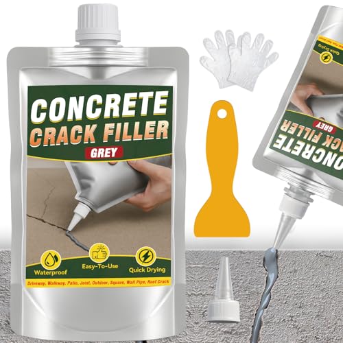 Concrete Crack Filler, 200g Cement Crack Filler, High Elasticity Self Leveling Crack Sealant, Waterproof Concrete Caulk for Driveway, Walkway, Patio, Indoor and Outdoor Joint Repair