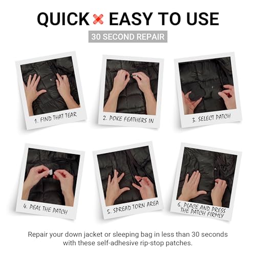 Down Jacket Repair Patches - Self-Adhesive Down Jacket Repair Patches | Waterproof, Tear-Resistant, Pre-Cut Patches | 7-Piece Set for Outdoor Gear, Sleeping Bags & Tent - color: Purple