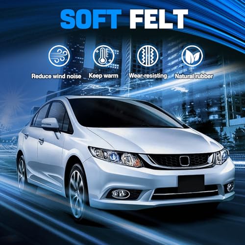 Door Window Trim Seal Weather Stripping Moulding Belt Sweep Felt Fit Honda Civic 2012 2013 2014 2015 4 Door Sedan Replaces 72450-TR0-A01 72410-TR0-A01 72950-TR0-A01 72910-TR0-A01 - size: CIVIC 2012-2015