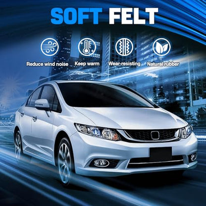 Door Window Trim Seal Weather Stripping Moulding Belt Sweep Felt Fit Honda Civic 2012 2013 2014 2015 4 Door Sedan Replaces 72450-TR0-A01 72410-TR0-A01 72950-TR0-A01 72910-TR0-A01 - size: CIVIC 2012-2015