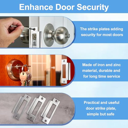 3Pcs 4-7/8" Zinc Plated Strike Plate Universal Door Strike Plate Replacement Lock Strike Plate T Strike Deadbolt Strike Plate Door Backplate Iron with Brushed Zinc Finish for Use(Large Hole) - color: 3PCS