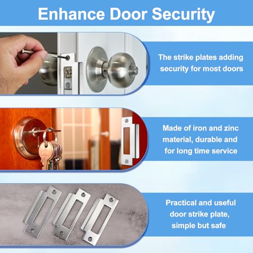 6Pcs 4-7/8" Zinc Plated Strike Plate Universal Door Strike Plate Replacement Lock Strike Plate T Strike Deadbolt Strike Plate Door Backplate Iron with Brushed Zinc Finish for Use(Large Hole) - color: 6PCS