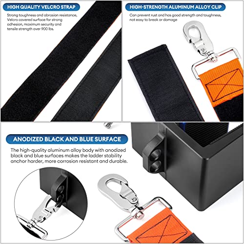 Ladder Roof Stabilizer | Ladder Stabilizer Device | Roof Ladder Stability Anchor Fall Protection,Ladder Safety Strap,Ladder Stabilizer with 2ft&3ft Safety Straps,Ladder Stabilizer Anchors for Roof