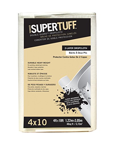 Trimaco 2602 Double Guard Super Tuff 2-Layer Drop Cloth, 4-feet x 10-feet, Whites - size: 4-feet x 10-feet