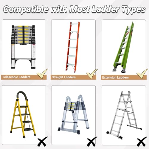Ladder Extender Pro, Ladder Stabilizer High Strength, Ladder Leveler 13.4”-19” Adjustable Height Range for Single and Extension Ladders