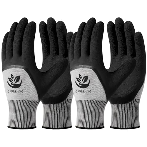 Trifabricy Garden Gloves for Women/Men - 6 Pairs Latex Gardening Gloves with Grip, Protective Work Gloves for Lawn Yard - color: Black & Grey