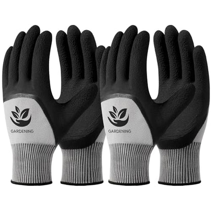Trifabricy Garden Gloves for Women/Men - 6 Pairs Latex Gardening Gloves with Grip, Protective Work Gloves for Lawn Yard - color: Black & Grey