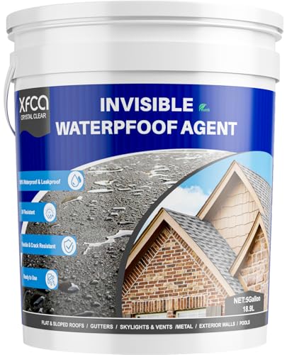 Transparent Waterproof Sealant,5 Gallon Clear Transparent Waterproof Coating,Liquid Invisible Water Proof Agent for Roofs Walls,Garden,Bathroom,Kitchen Indoor & Outdoor Water Proof Adhesive - size: 5 Gallon