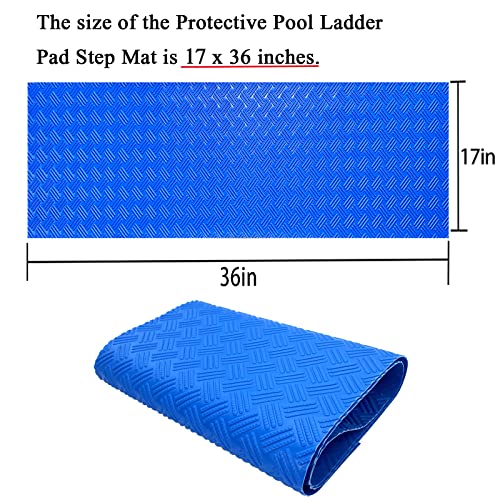 Swimming Pool Ladder Mat - Protective Pool Ladder Pad Step Mat with Non-Slip Texture, Blue Medium Pool Step Mat, Pool Liner Protection Mat 36 inch X 17 inch - size: 36 X 17 Inch