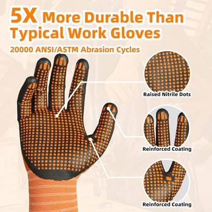Schwer 24 Pairs Safety Work Gloves MicroFoam Nitrile Coated, Certified Level 6 Abrasion Resistant Gardening Gloves with MicroDot Grip, Touchscreen, General A1 Cut Resistant Glove, LT5619, S - size: Small, style: 24 Pairs