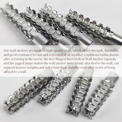 60 Pack Hollow Wall Anchor with Screws,Loose Hinge Hole Repair Kit for Concrete Wall, Metal Expansion Bolt for Drywall (5/16 inch) - size: 5/16 inch