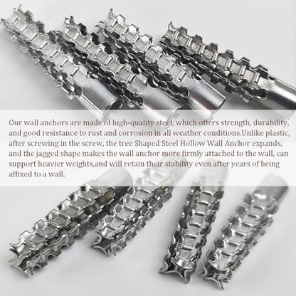 60 Pack Hollow Wall Anchor with Screws,Loose Hinge Hole Repair Kit for Concrete Wall, Metal Expansion Bolt for Drywall (5/16 inch) - size: 5/16 inch