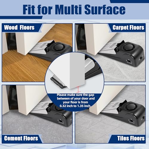 Door Stop Alarm 2 Pack, 120 dB Door Stopper Wedge Door Stops Alarm Great for Traveling Hotel Home Security Door Stoppers Safety Tools - size: 2 Black Door Stop
